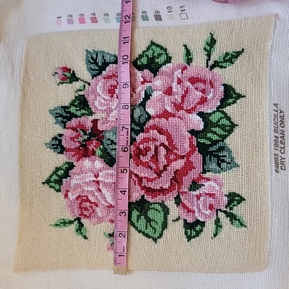 Bucilla Pink and Green Floral Needlepoint - Picture 4 of 5